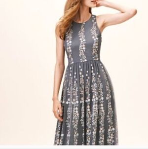 BHLDN Size Medium Blue Gray Dress With Tulle Skirt